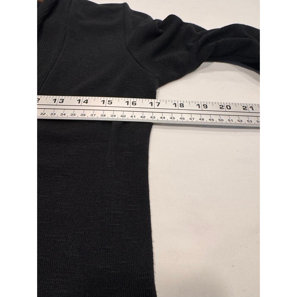 Bobeau Shawl Open Front Cardigan Size MP Petite Black 3/4 Roll Tab Sleeve - Picture 4 of 8